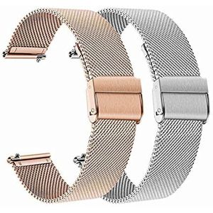 2 stks Mesh & Soild RVS Horlogeband 20mm Compatible With Samsung Galaxy Horloge 42mmactive 40mm / Gear S2 Classic/Gear Sport Band Strap (Color : BLACK WHITE, Size : Galaxy watch 42mm)