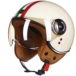 3/4 Motorhelm Open Helm Motor Halve Helm DOT/ECE Goedgekeurde Motor Valhelm Met Zonneklep Retro Vintage Stijl Vespa Jet Helm Voor Kinderen Jeugd Mannen Vrouwen 3,M