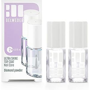BELWEDER - Nagelverharder met Glanzend Diamantpoeder 2 x 7,5ml - Nagelverzorging voor Zachte en Gegroefde Nagels - Verhardende Nagellak voor Broze Nagels - Transparant met Ultra-glans