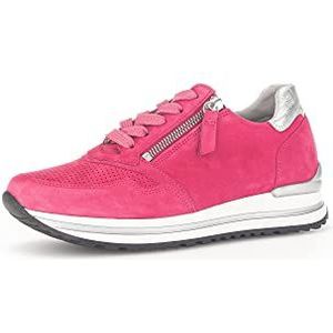Gabor Lage sneakers voor dames, lage schoenen, uitneembaar voetbed, Roze Camelia Zilver, 43 EU Breed