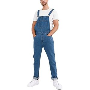 FANSU Mannen Denim Overalls Broek Tuinbroek Vintage Werk Bib Jeans Jumpsuits met Kniebeschermers Zakken Overalls Broek Grote Taille Plus Size, Blauw, XL