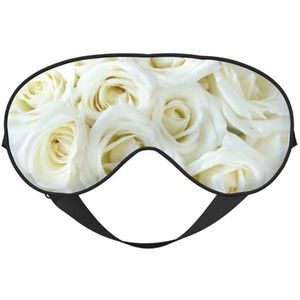 Witte roos afdrukken zacht oogmasker, dubbelzijdige zachte oogbedekking voor slaap, reizen, yoga, verstelbare riem, blokkeert licht