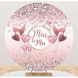 Renaiss 2.3m Miss to Mrs Ronde achtergrond zilver scherf roze ballonnen Polyester achtergrond bruids douche bruiloft verloving ceremonie decoratie dessert tafel banner foto rekwisieten