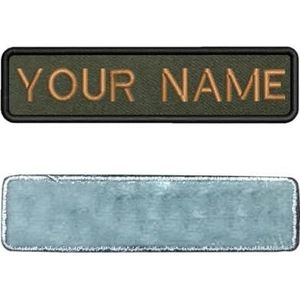 10X2.5cm legergroene achtergrond borduurwerk naam tekst patch strepen badge opstrijkbare of steunpatches voor kleding-bruin-opstrijkbare