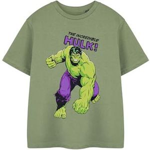 Marvel T-shirt met mouwen voor jongens in kaki | Het Hulk Graphic T-shirt voor kinderen | Marvel Comics-kleding met korte mouwen | Superheld Movie Merchandise cadeau voor kinderen