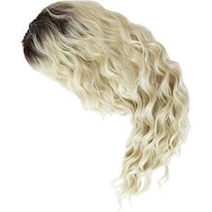 DieffematicJF Pruik Long Curly Wigs For Women Synthetic Gradient Blonde Wigs With Bangs Costume Wigs For Girls Sexy Blonde Wigs Deep Roots