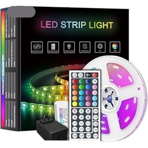 5 m 5050 RGB lichtstrips set 12 V lichtstrip 44 knoppen afstandsbediening led-lichtstrip RGB (maat: EU, kleur: 150 lichten IP20)