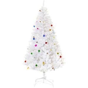 HOMCOM Kerstboom kunstkerstboom Kerstboom 180 cm met standaard incl. decoratie (180 cm, wit/kerstboom 1)