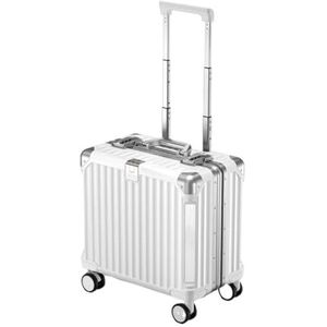 Koffer Aluminium magnesiumlegering bagage heren/dames reiskoffer met telescopische trekstangspinner (Color : A)