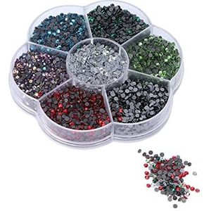 Zeven kleuren steentjes, platte rug steentjes grote hoeveelheid voor manicure voor make-up(S607-1 zeven kleuren)