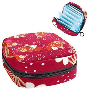 Periode Pouch Draagbare Tampon Opbergtas,Tampon Houder voor Portemonnee Vrouwelijke Product Organizer,Traditionele Vouwventilator, Meerkleurig, 4.7x6.6x6.6 in/12x17x17 cm