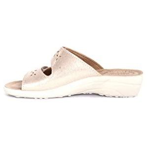 Fly Flot T4A56 63 Blauwe damesschoenen, Made in Italy, twee verstelbare scheuren, anatomische antichok-zool, zelfvormend, antislip, sleehak 3 cm, Beige, 38 EU