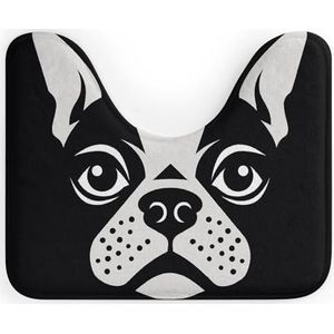 DWTJKMS Franse Bulldog badmatten-U-vorm sneldrogende badkamermat absorberend vlekbestendig badtapijt antislip toiletmat voor ovale toiletbasis