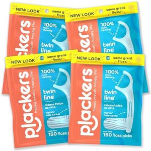 Plackers Twin-Line tandzijde plectrums, 150 stuks (Pack van 4)