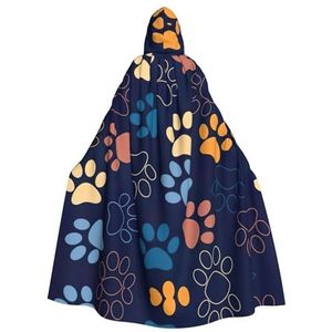 Bxzpzplj Schattige hondenpoot mantel met capuchon voor mannen en vrouwen, volledige lengte Halloween maskerade cape kostuum, 185 cm