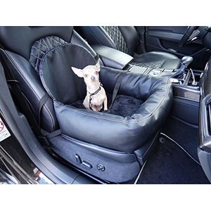 Zachte autostoel in lederlook voor hond, kat of huisdier, incl. flexibele riem, compatibel met BMW 1-serie