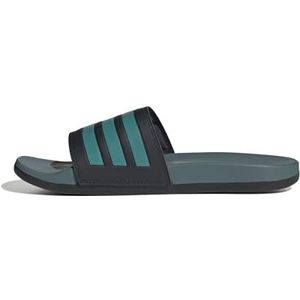 adidas Unisex Adilette Comfort Slide Sandal, Black/Pure Teal/Preloved Teal, 8 US Men
