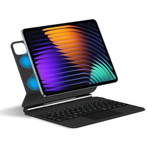 Toetsenbordhoes voor Xiaomi Pad 6S Pro 12.4"" 2024, Magnetische Zwevende Standaard, Toetsenbord Met Achtergrondverlichting, Multi-Touch Trackpad,zwart
