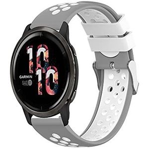 Siliconen sportbanden compatibel met Garmin Venu 2S/2 vervangende band, ademende zweetbestendige rubberen horlogeband compatibel voor Venu 2/2S, Smart-Watch-Replacement-Bands - grijs wit
