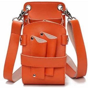 Een kapper, een heuptas, PU leren schaar gereedschap organizer heuptas for kapper verpakking van 5 veelkleurig(Orange)