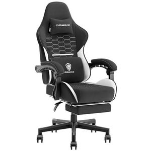 Dowinx Gaming stoel bureaustoel stoffen tas lente kussen massage gaming stoel stof met hoofdsteun, ergonomische gamingstoel met voetensteun