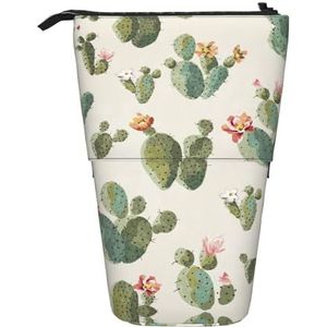 Nbtghga Leuke Cactus Print Potlood Telescopische Klassieke Kunsten Stand Up Potlood Case Organizer Potlood Houder Make-up Tas Gift, Zwart, Eén maat