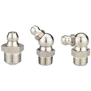 Roestvrijstalen hydraulische smeernippel, 10 stuks vetspuitmonden M6 M8 M10 M12 buitendraad 45 90 graden recht(M10 X 1 45 Degree)