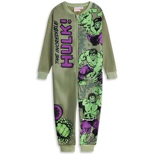 Marvel - The Incredible Hulk - Jongens Onesie - Groen - Lange Mouwen - Microfleece Nachtkleding