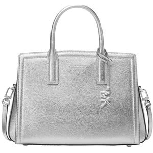 Michael Kors Dames Md Satchel Handtas, 1x1x1, Zilverkleurige hardware/zilver, Eén maat
