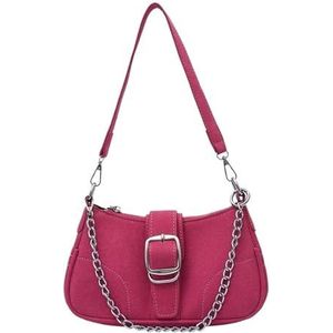 MZPOZB Dames denim ketting schoudertas dames messenger bag casual onderarm tas vrouwen tas, Roze 1, 25x7x13cm