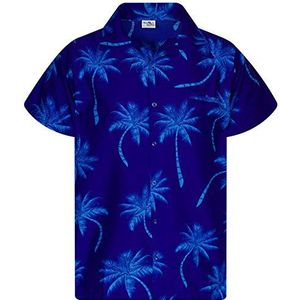 King Kameha Trendy hawaïshirt voor heren, normale pasvorm, casual, buttondown, klassiek, korte mouwen, alohashirt met vlammen, 5XL