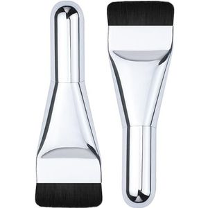 Bcenoilua Foundation Brush Travel Size Super Dunne Vloeibare Foundation Borstel Traceless Make-up Foundation Borstel Set voor Vloeistof en Crème Foundation Concealer Borstel Make-up Borstels 2 Stuk