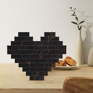 Bouwsteenpuzzel hartvormige bouwstenen donkere middelgrote puzzels blokpuzzel voor volwassenen 3D micro bouwstenen voor huisdecoratie bakstenen set
