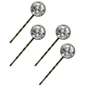 Grijze Baksteen Muur Textuur 4 Stuks Vintage Haarspelden Vrouwen Barrette Bobby Pins Decoratieve Metalen Goudkleurige Haarspelden Haaraccessoires voor Vrouwen Meisjes