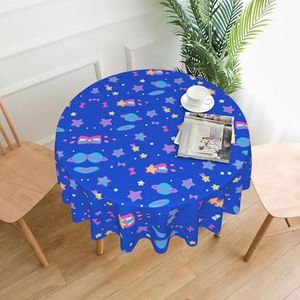 OTTKGGA Cartoon Ruimte 60 inch Ronde Tafelkleed Decoratieve Tafelhoes Waterdicht Wasbaar Feesten Bruiloften Home Decor