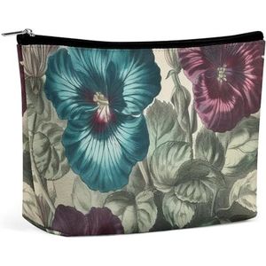 LYHVSFZQ Make-uptas, opvouwbare make-uptas, drie bloemen, schilderen, bedrukte make-up-organizer, reismake-uptas voor reizen en dagelijks leven, stijl, één maat, make-uptas, Stijl, Eén maat, Make-up