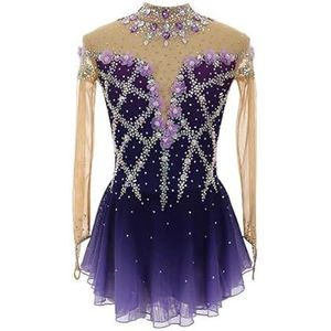 Nnnydjy Professionele Schaatswedstrijdjurk Voor Meisjes Kunstschaatskleding Met Strass Dansgymnastiekpakjes Voor Dames Handgemaakte Applicaties,Purper,11_13Years