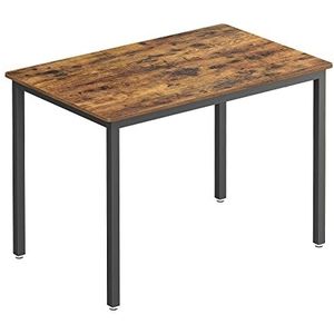 VASAGLE KDT081B01 Eettafel, keukentafel, 70 x 110 x 77 cm, eetkamertafel voor 4 personen, tafel, voor woonkamer, bureau, voor eetkamer, keuken, industrieel design, vintage bruin-zwart