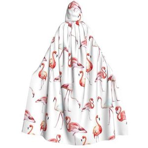 WURTON Halloween Kerstfeest Schilderen Flamingo Print Volwassen Hooded Mantel Prachtige Unisex Cosplay Mantel