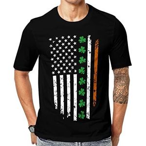 Ierse VS vlag klaver voor St. Patrick's Day heren korte mouw grafisch T-shirt ronde hals print casual tee tops 6XL