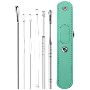 Oorreiniger | 6-in-1 professionele oorreinigerset met PU-opbergtas | Ear Wax Cleaner, Cleaner Tool Set voor kinderen, volwassenen Lecerrot