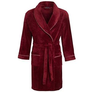 Luxe heren heren heren volledige lengte velours fleece badjas ochtendjas, Bordeaux - Touw Trim, L