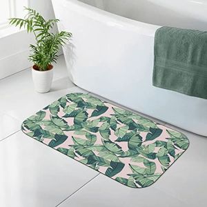 OPSREY groene palmboom bladeren roze gedrukt Diatomeeënaarde zachte vloermat Sneldrogende badkamer tapijt Badkamer badmat tapijt