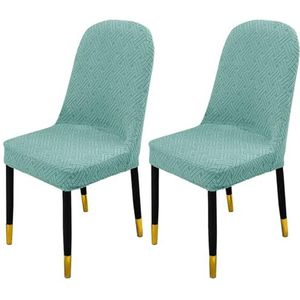 Eetkamerstoelhoes, eetkamerstoelhoezen, Stretch eetkamerstoelhoezen, afneembare stoelhoes met elastische onderkant gebogen rugleuning stoelhoezen wasbaar for woonkamer-roze-set van 2(Color:Green a)