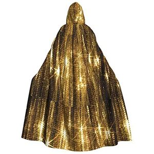 Bxzpzplj Gouden Pailletten Sparkle Print Hooded Mantel Unisex Mannen, Vrouwen, Kinderen Cosplay, Feest, Carnaval, Heks Kostuum