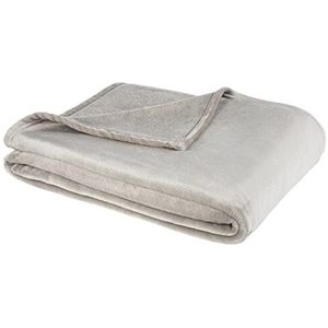 Hometex Premium Textiles Cashmere Touch Knuffeldeken, hoogpolig fleece sofadeken, knuffelig zacht en huidvriendelijk, 180 x 220 cm, lichtgrijs