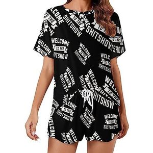 Welkom bij The Shitshow Fashion 2 STKS Womens Pyjama Sets Korte Mouw Nachtkleding Zachte Loungewear Stijl-4