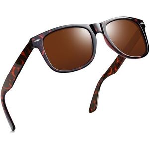 Joopin Gepolariseerde Zonnebril Heren Dames UV400 Bescherming Klassieke Rechthoekig Zonnebrillen Unisex (Luipaard Frame/Bruin Lens)