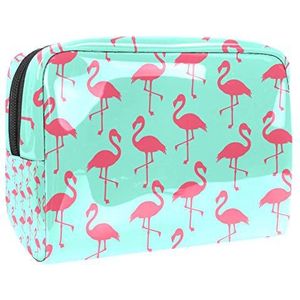 Draagbare Make-up Tas met Rits Reizen Toilettas voor Vrouwen Handige Opslag Cosmetische Pouch Flamingo Patroon