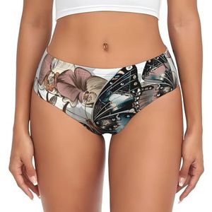 ASFgda Ademend ondergoed met vlinderbloemen voor dames, stretch perfect ondergoed, super zacht comfortabel, verkrijgbaar in grote maten, Zwart, XS